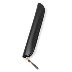 Sleek PU Leather Zippered Pencil Case and Stationery Holder (Black)
