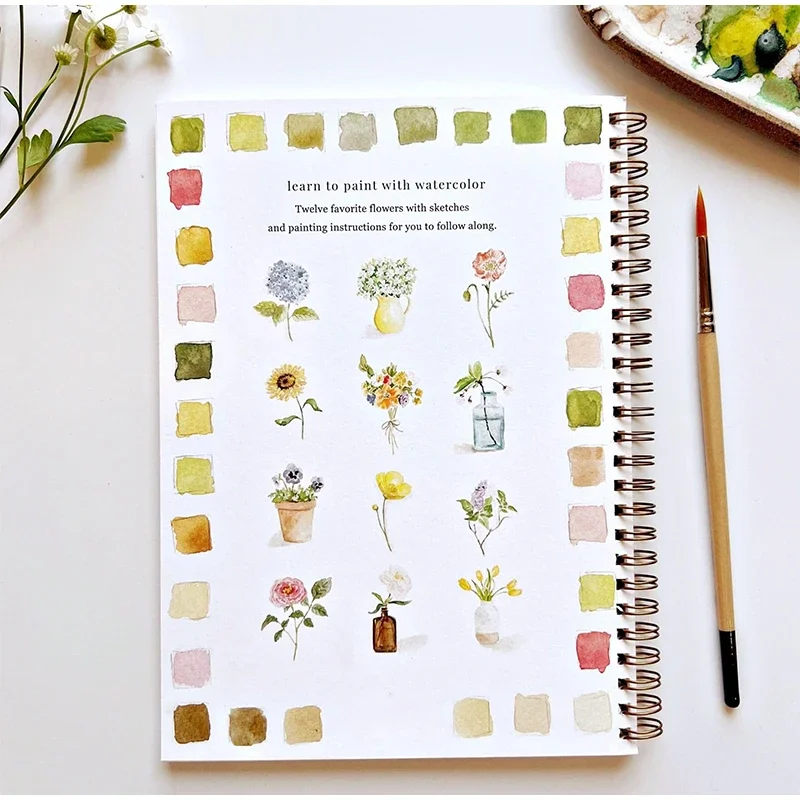 Bird Watercolor Workbook Beginner Friendly Life Color Palette Series Watercolor Practice Book Coloring Book 12 Color Paint Pen