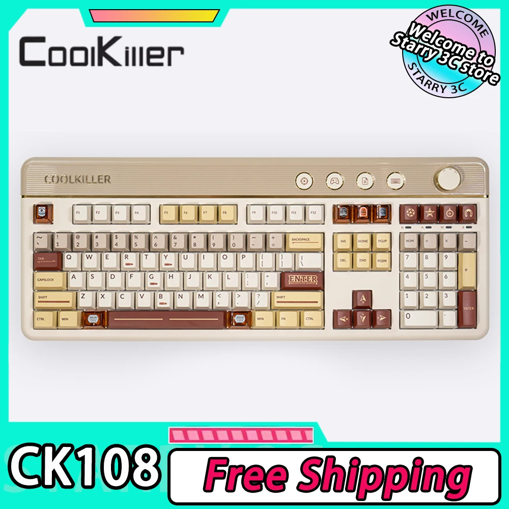 Клавиатура Coolkiller CK108 Механическая с магнитным переключателем, многофункциональная игровая клавиатура с тремя режимами, RGB прокладка, верхняя часть для компьютера