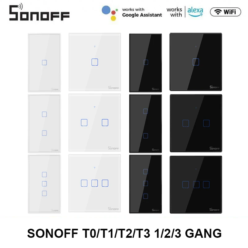 

SONOFF TX Wifi Smart Wall Touch Switch T0 T1 T2 T3 EU US UK 1/2/3Gang Smart Home Control For EWelink APP RF433 Alexa Google Home