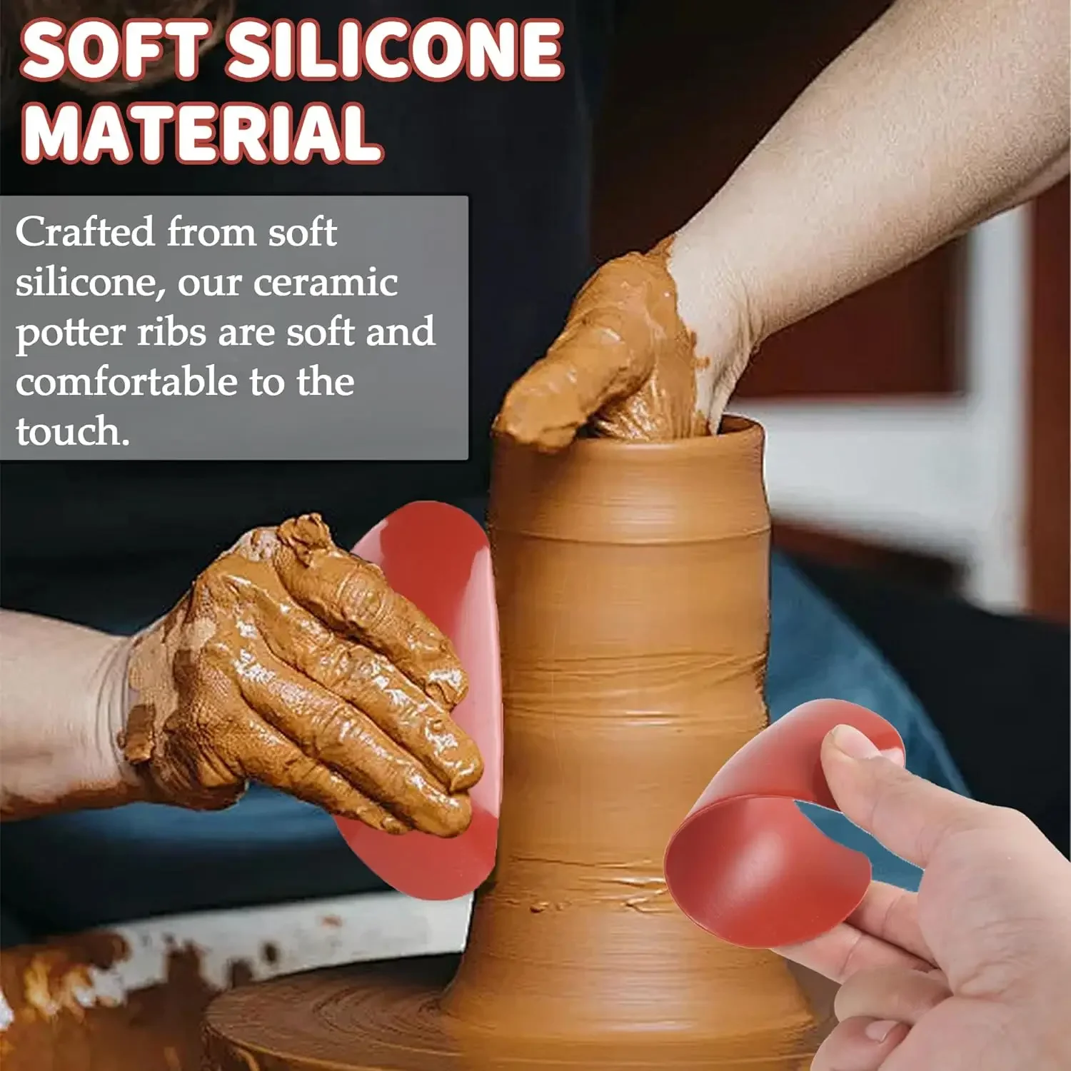 Pottery Tools Silicone Soft Pottery Mud Clay Rib 3 Sizes Ceramic Tool Sculpture Shaping Tools for Artists Modeling Ceramic 3pcs pottery tools clay sculpting tools pottery sculpting tools