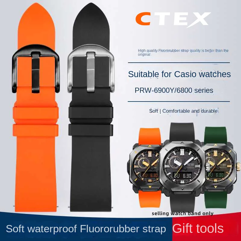 Cinturino In Gomma Fluorurata Per Casio Protrek Series Prw-60/Prw-6900 Prw-6800Y Cinturino Sportivo Prg600 Cinturino Da Polso Impermeabile Da Uomo