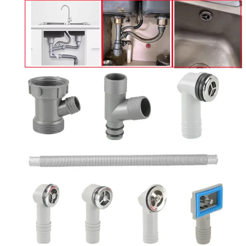 

1PCS Kitchen Basin Square Round Overflow Hole Conversion Joint 3 Way Drainage Water Pipe Head Adapter Bathroom Sink Accessories