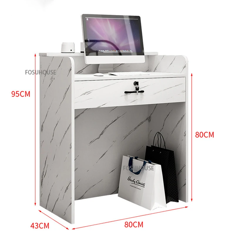Modern Simple Reception Desk for Office Furniture Wood-based Panel Front Desk Small Clothing Store Reception Checkout Counter