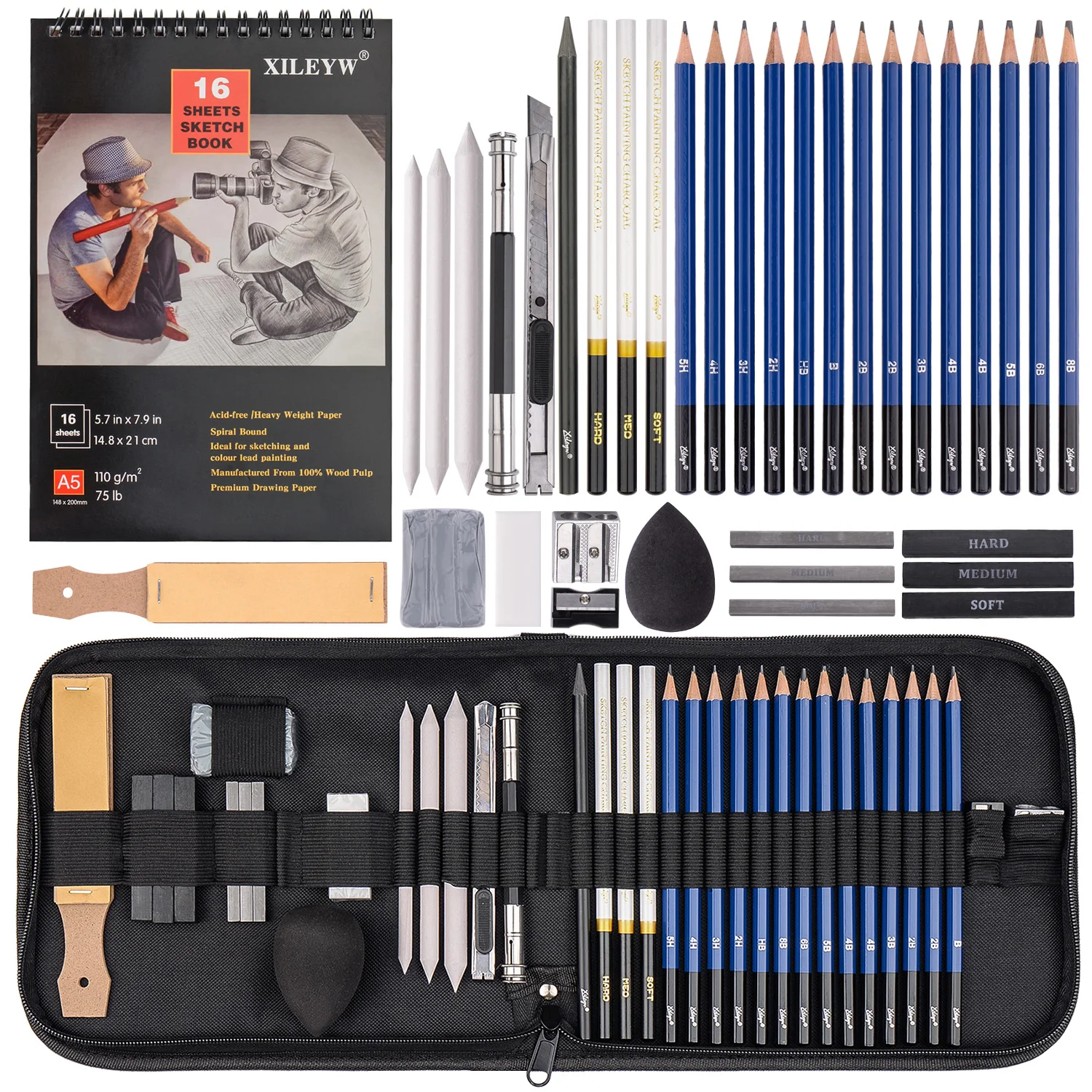 Professional Sketch Pencil Set Sketching Drawing Kit Wood Pencil Pencil