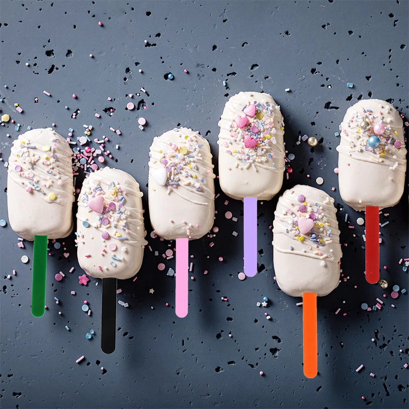 10pcs Reusable Ice Cream Sticks Acrylic Popsicle Sticks Handmade DIY Resin Mold Ice Cream Pop Kitchen Baking Making Tools