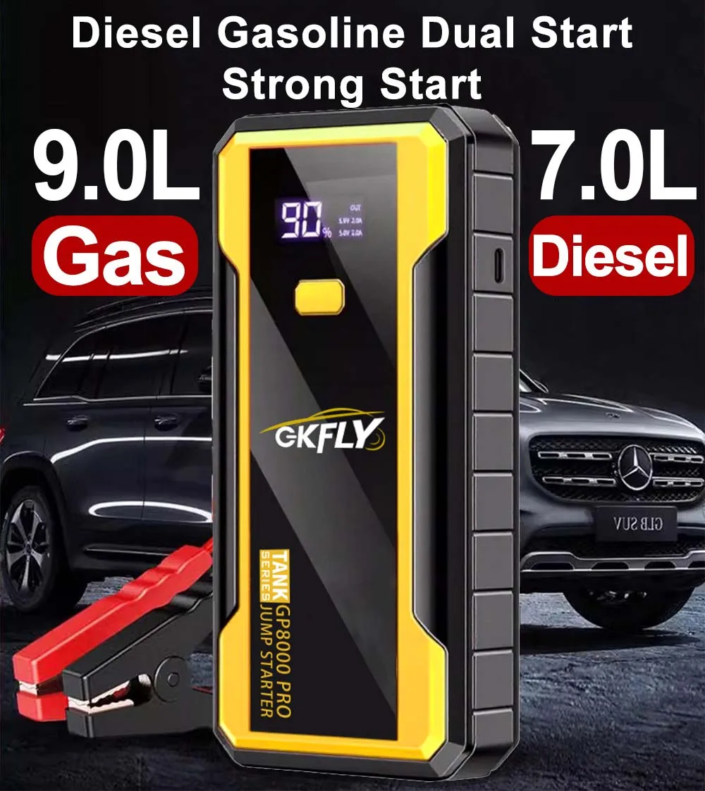 GKFLY 4000A 8000A Car Jump Starter Power Bank Battery Booster Charger 12V Starting Device Petrol Diesel Car Starter Buster — view 3