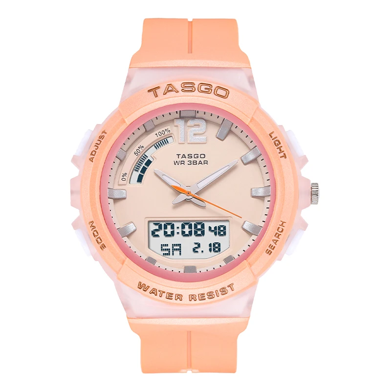 

TASGO 123 Sport Digital Quartz Women's Watch LED Auto Hand Lift Lamp World Time Full Function Oak Series