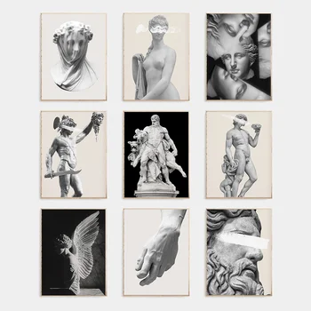 Athena Statua Stampa Greca Famosa Roma Stampabile Mitologia Parti del corpo Opere d'arte Busto in marmo Scultura Poster Estetica Arredamento della stanza 1