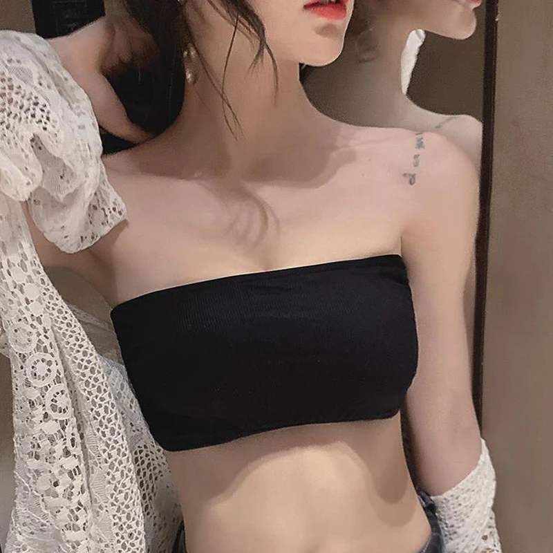 Women Lingerie Bra Seamless Tube Top Ice Silk Push Up Strapless Bralette