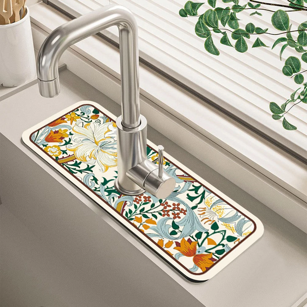Tappetino Assorbente In Terra Di Diatomee Per Lavandino – 38x13 Cm – Mantiene Asciutto Il Piano Cucina