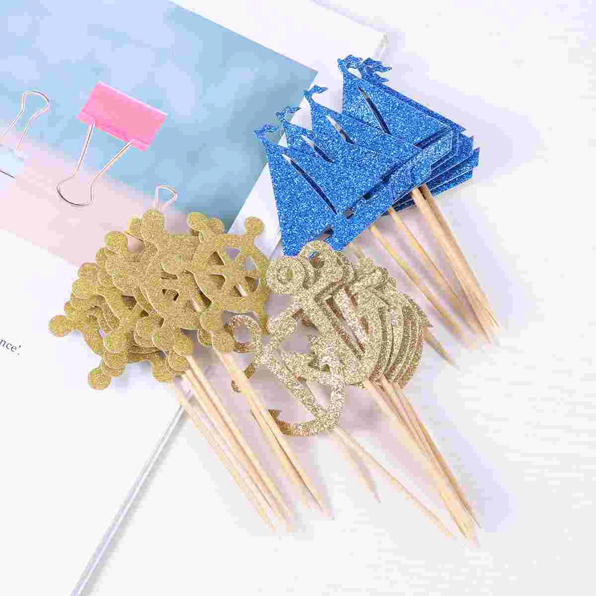 24 Pcs Cake Picks Nautical Cake Toppers Sailing Boat Party Supplies Festive Decorations For Cakes Wedding Bamboo Toothpick Tools