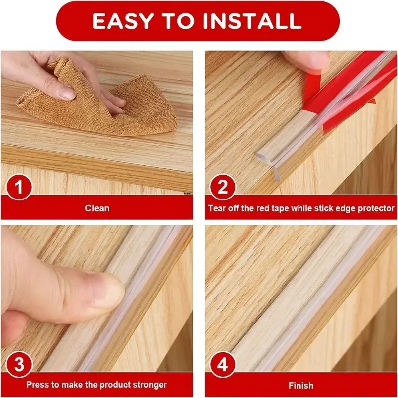 Transparent Table Edge Guard Strip Furniture Corner Protector Strip Self Adhesive Kids Collision Proof Soft Bumper Baby Safety