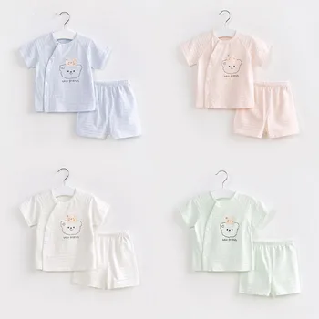 AYNIGIELL طقم ملابس رجالي صيفي مكون من قطعتين من القطن الخالص بأكمام قصيرة للفتيات من عمر 1-3 سنوات 5