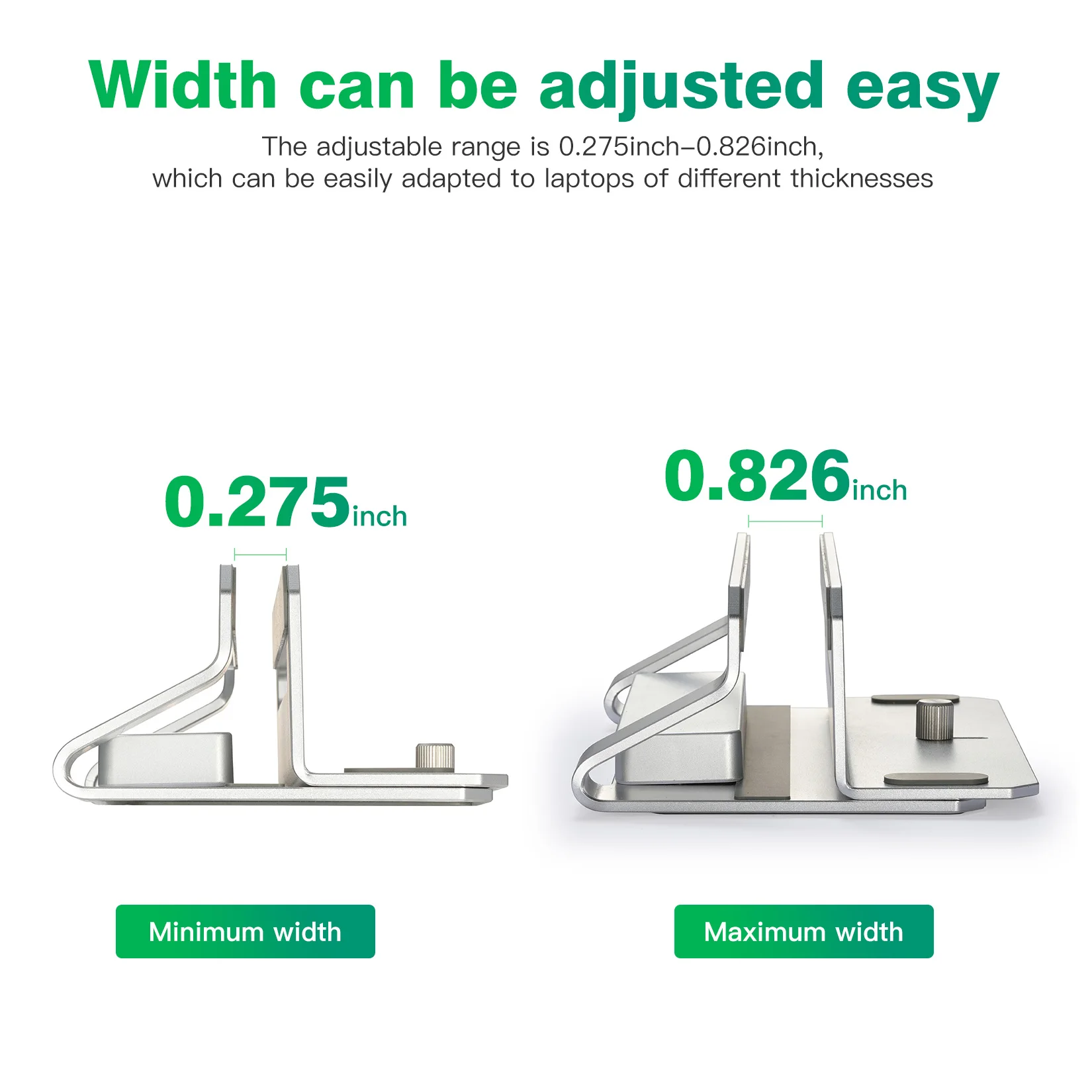 Aluminum Width Adjustable Vertical Desktop Holder Dock Save Space for Desk Organizers and Storage Laptop Stand With 3.0 Hub