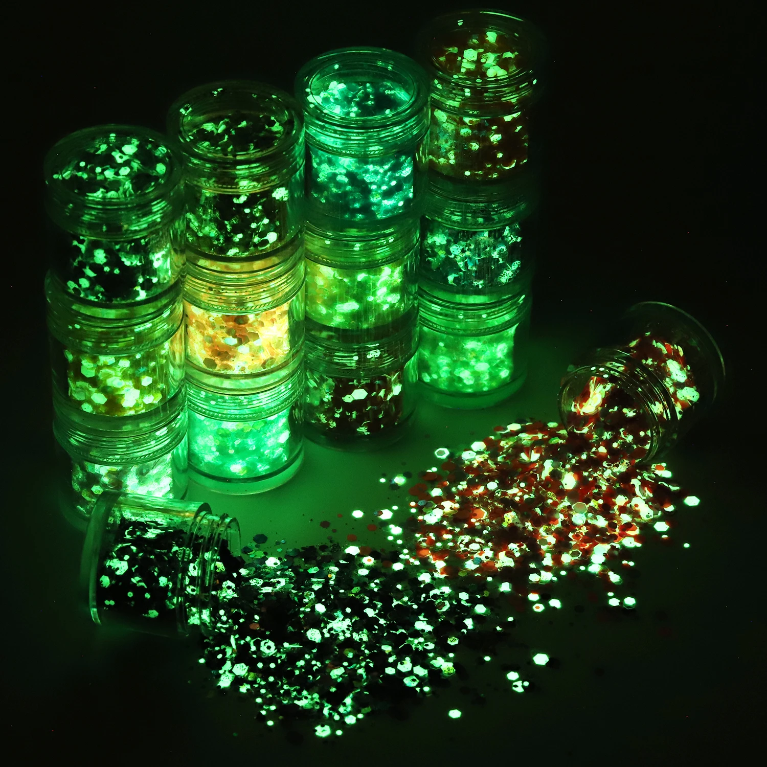 Neon Glow In The Dark Mixed Phosphor Powder Sequins Nail Glitter Powder Rare Earths Dust Long-acting Phosphor Luminous