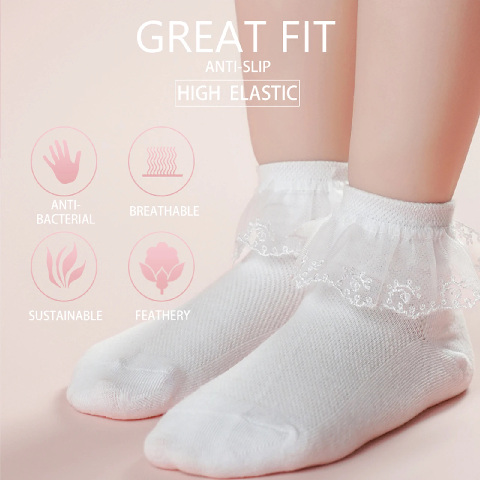 

Baby Girls Kids Socks Lace Ruffle Princess Mesh Children Ankle Short Breathable Cotton White Toddler Child Dancing Sock 2024 New