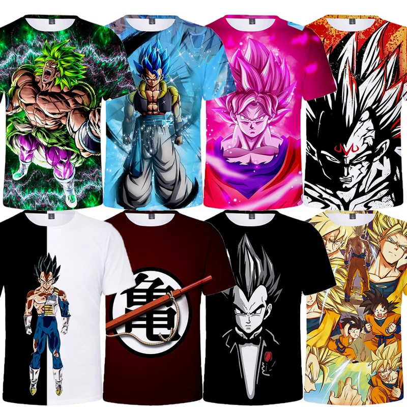 Moda verão dos homens das mulheres dos desenhos animados 3d imprimir  camiseta dragon ball z harajuku manga curta t plus size roupas de casais  para adolescentes - AliExpress