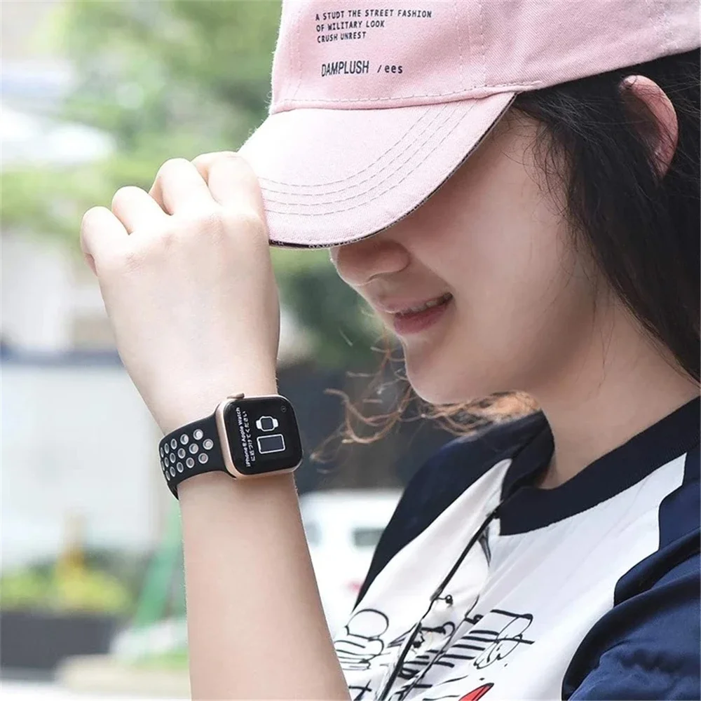애플 워치 밴드용 실리콘 스포츠 팔찌, 아이워치 스트랩, 49mm, 44mm, 45mm, 42mm, 41mm, 40mm, 코레아 시리즈 9, 8 SE, 울트라 2, 7, 6, 5, 4, 3