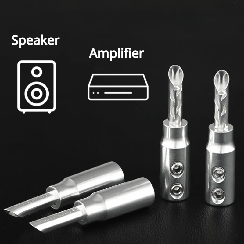 Cobre Vermelho Speaker Cabo Banana Plug hi fi Adaptador de Áudio Banhado a Prata Solderless Tooth Speaker Connector - Image 2