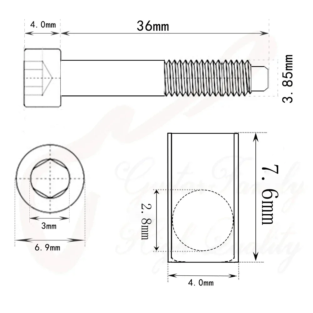 Guitar String Lock 1 Set 6/7/8 Strings stainless steel String Lock Screws Saddle Insert Blocks