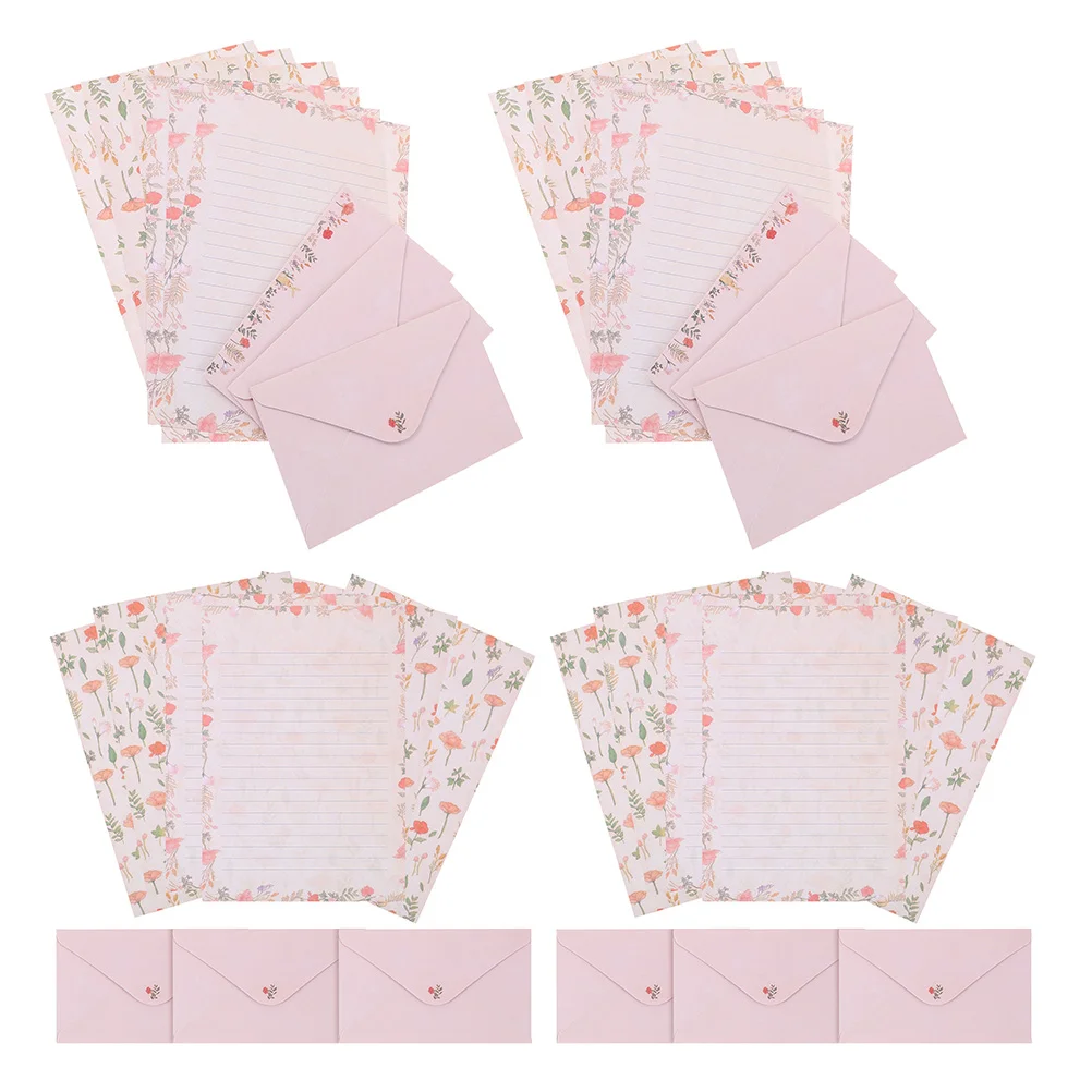 4 Sets of Lovely Letter Paper Kit Letter Writing Paper Decorative Stationery Paper Set Letter Paper Envelope Kit