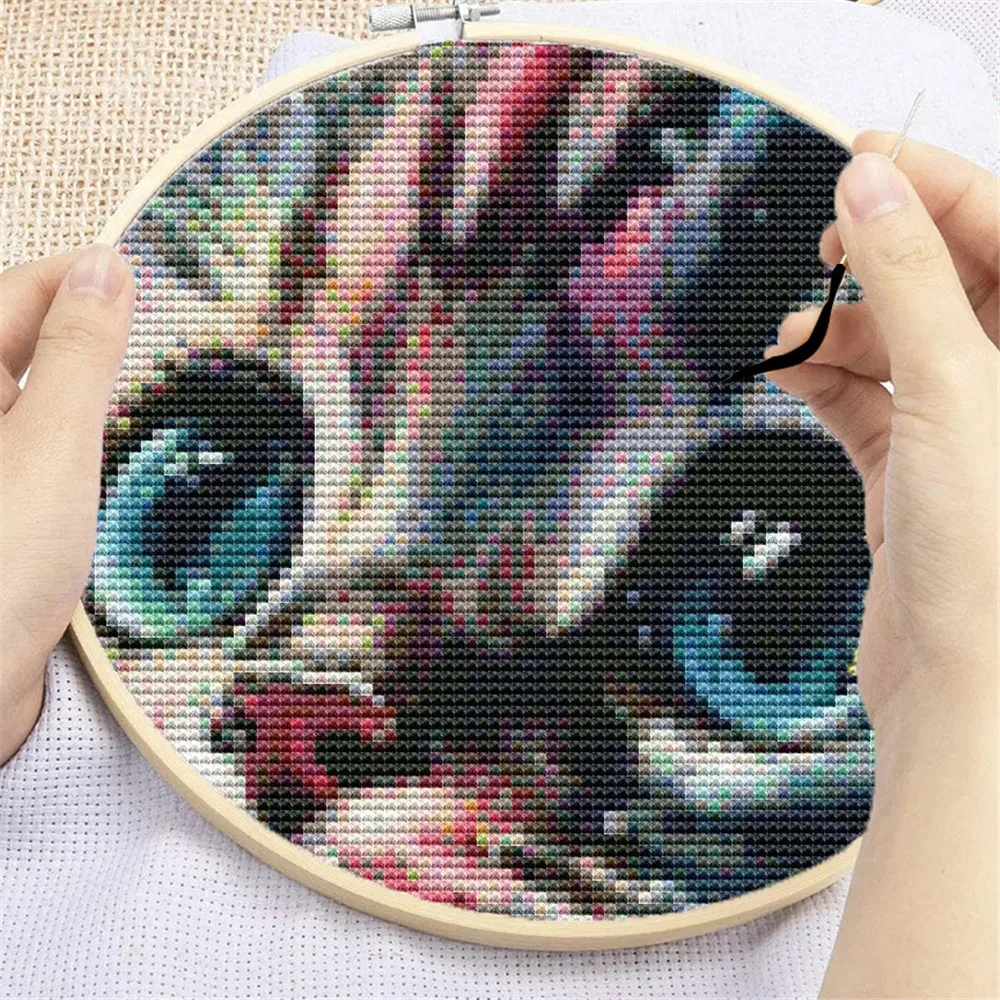 Cat Animal Embroidery Kits Cotton Threads Printed Canvas Needlework Painting Home Decoration Cross Stitch DIY Gift cross stitch kit cross stitch tools