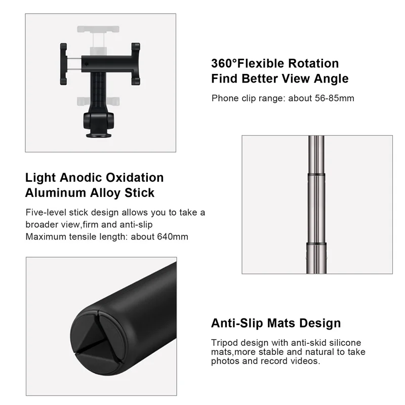 Selfie Stick Tripod Selfie Stick HUAWEI Pro CF15 Combo Rotate Freely 360&deg; For iOS/Android Phone