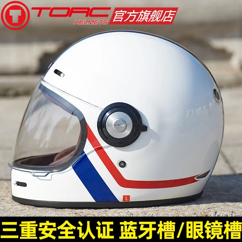 TORC 다양한 유리 섬유 오토바이 풀 페이스 헬멧, 할리 겨울 김서림 방지 오토바이, 경량 레트로 풀 헬멧