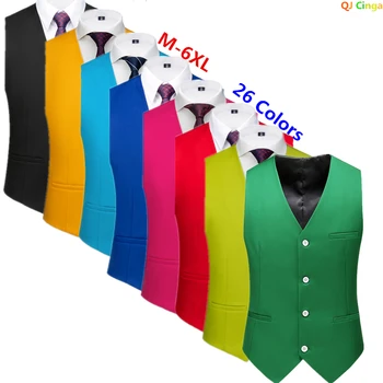 남성용 싱글 브레스트 브이넥 민소매 조끼, 슬림 조끼, 라지 사이즈 M-5XL 6XL, 26 가지 색상 선택 가능, 2023 신상