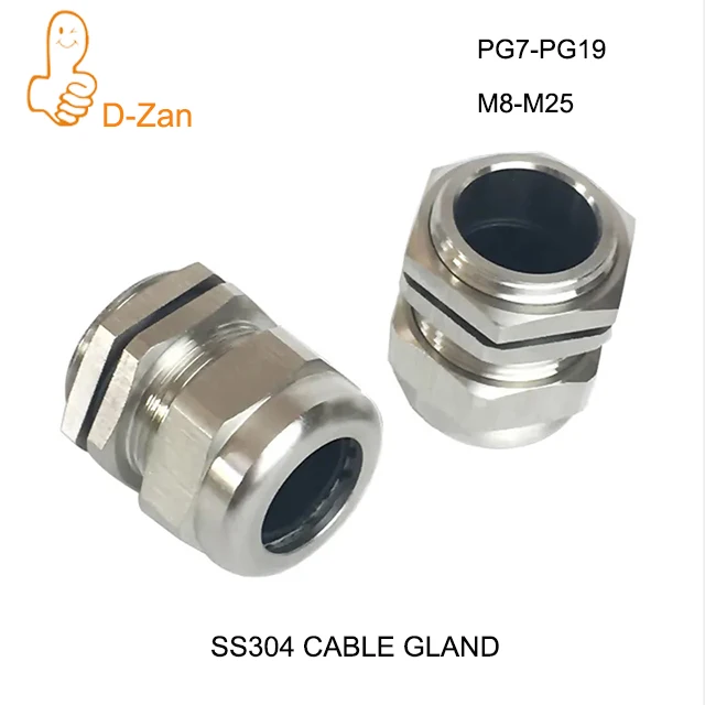 M12 Clamping Dia 6mm-12mm M20 Waterproof Cable Glands Stainless Steel 304 Metal Electrical Connector Standard Cable Glands SS