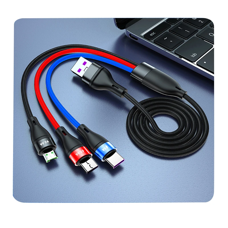 Кабель 3 в 1 USB Type-C Micro 2/2 м провод для быстрой зарядки а | Мобильные телефоны и