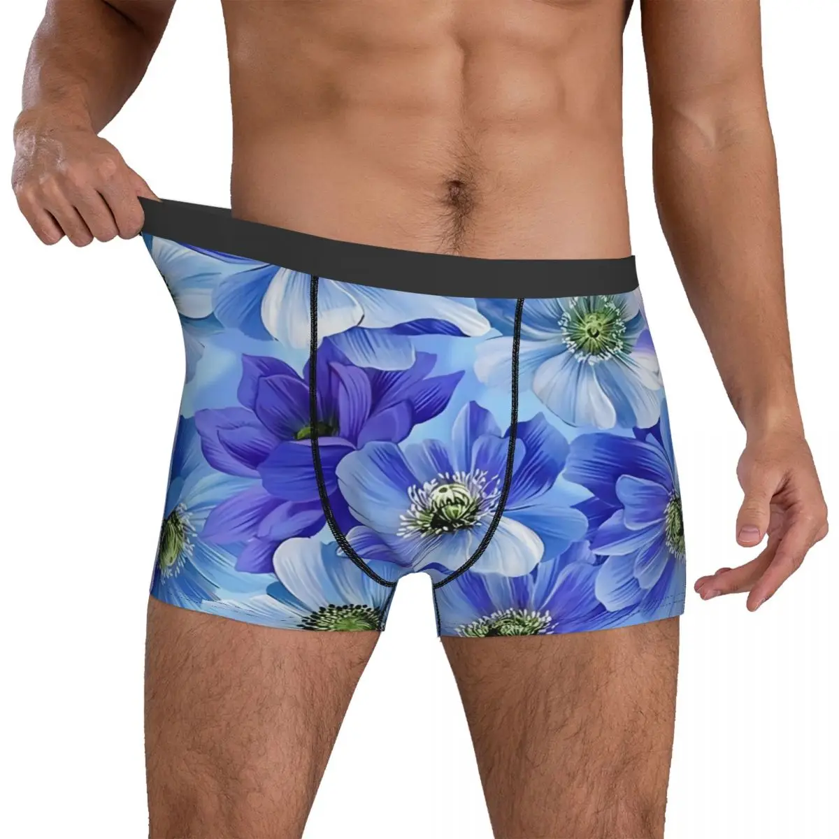 

Боксеры мужские с цветочным принтом, нижнее белье с сумочкой в багажник, Симпатичные трусы синего цвета, большие размеры 2XL