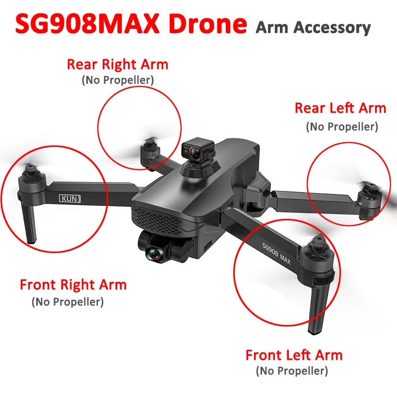 

SG908MAX Drone Original Accessory Front Rear A B Arm Left Right Arm with Brushless Motor Engine Spare Part DIY Accessory