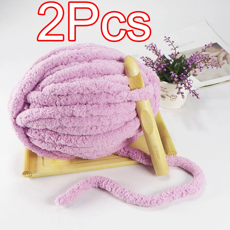 2Pcs Knitting Chunky Yarns Crochet line for Blanket Cushion mat Chenille extra Thick thread Soft Warm Crocheting Yarn Scarf 2