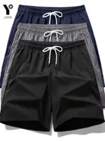 Men's Quick-Drying Sports Shorts 3-Color 3-Pack Casual Loose Elastic Belt with Drawstring Lightweight Suitable for Running and t 1