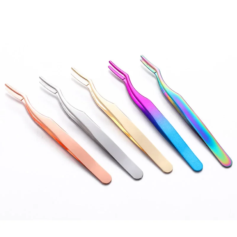 Professional False Eyelash Tweezers For Lashes Extension High Precision Anti-static Applicator Remover Nipper Clip Makeup Tools 5