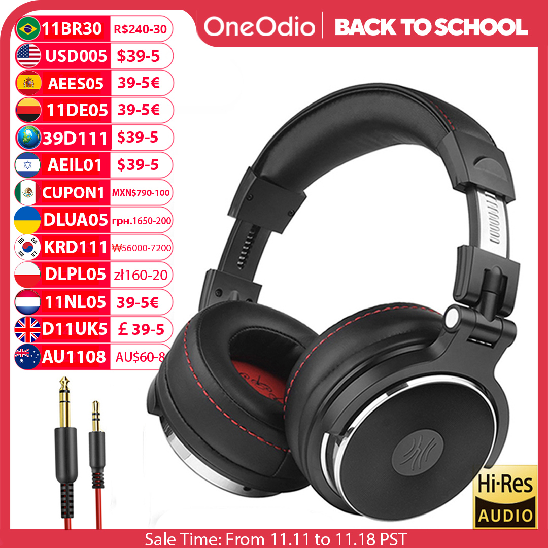 Oneodio Wired Professional Studio Pro DJ Headphones With Microphone Over Ear HiFi Monitor Music Headset Earphone For Phone PC
