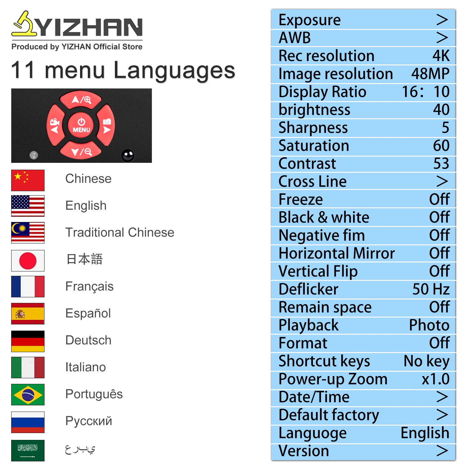 YIZHAN 60MP 풀 4K 전자 디지털 현미경 HDMI USB VGA 원격 제어 150x 납땜 현미경 지원 전화 용