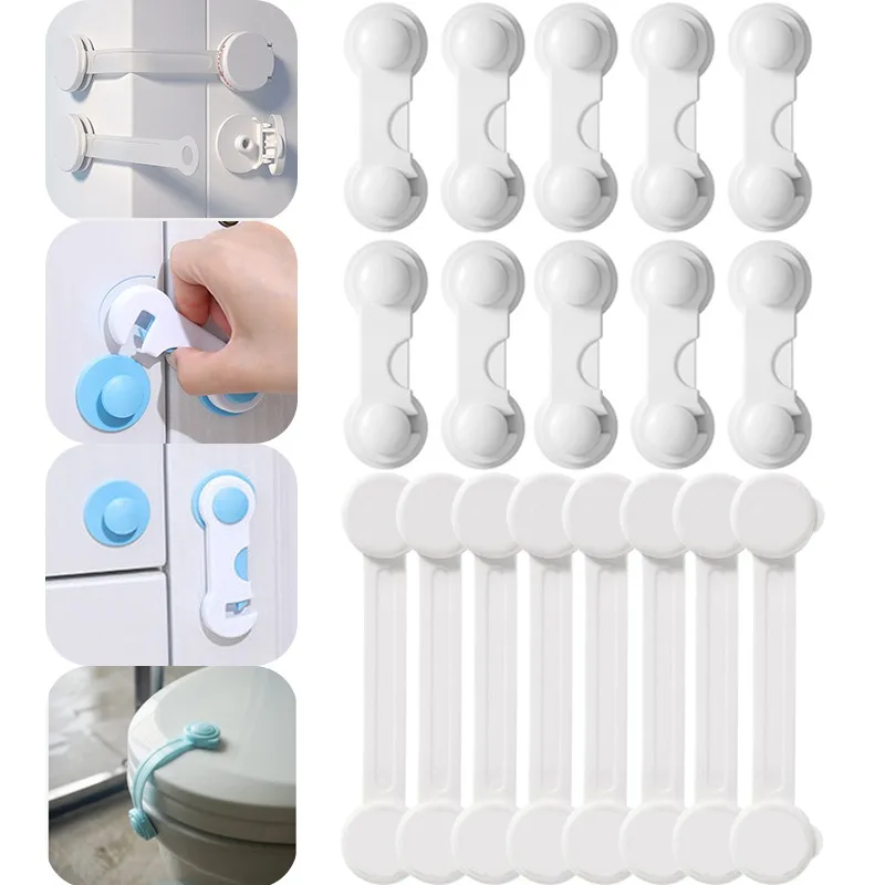 Security Protection Locks Home Baby Safety Furniture Drawer Lock Child Protect Toilet Refrigerator Lock Cabinet Door Buckle 5Pcs