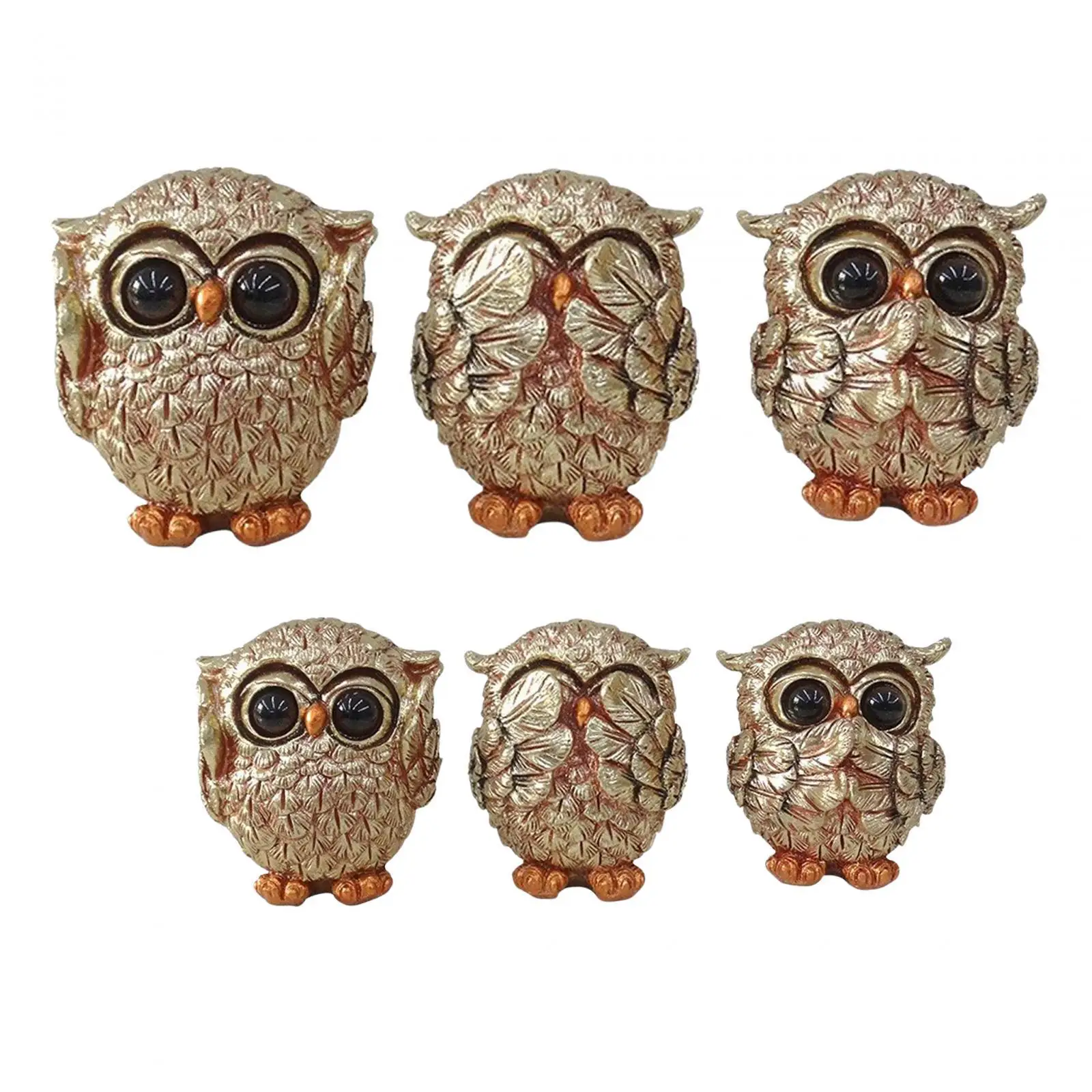 

3Pcs Resin Owl Statues Sculptures Fairy Garden Decor Desk Collectibles Figure Tabletop Birds Figurine for Dollhouse Home Patio