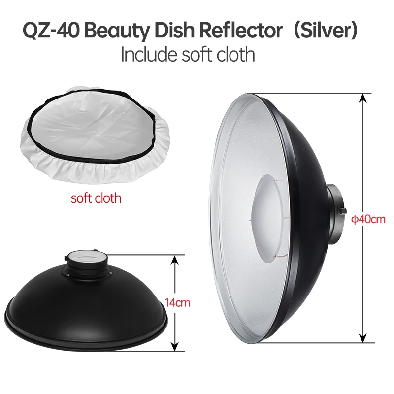 JINBEI 40/50cm Beauty Dish Reflector Bowens Mount White JINBEI 40/50cm Beauty Dish Reflector Bowens Mount White