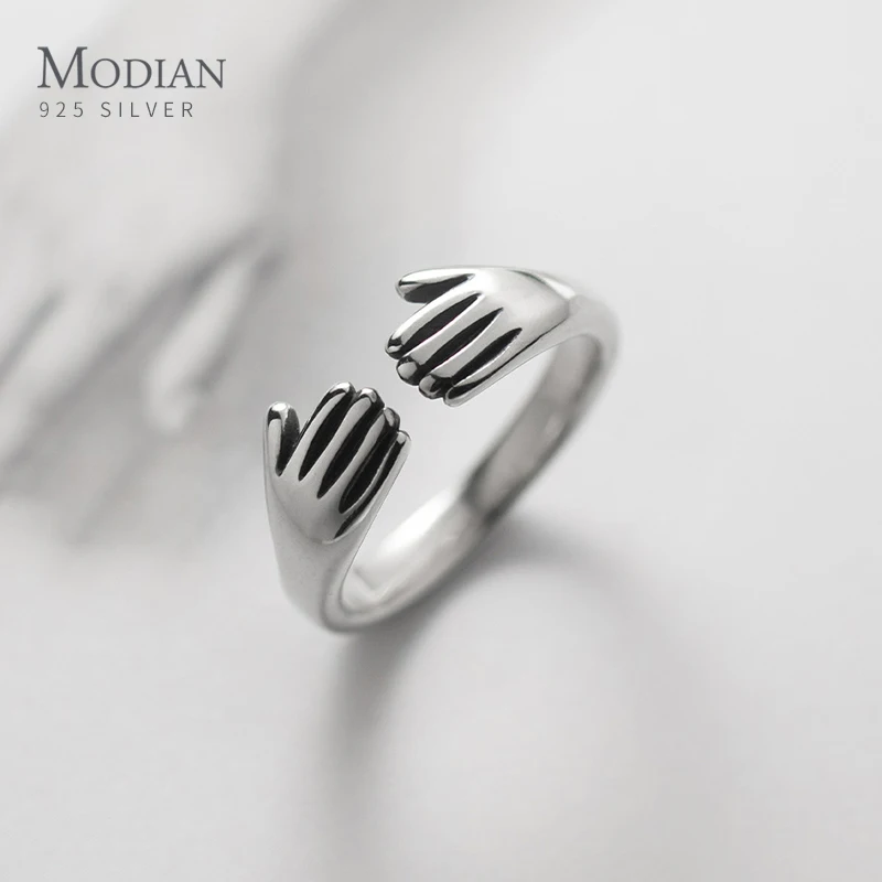 

Modian Real 925 Sterling Silver Fashion Embrace Adjustable Open Size Ring For Women Birthday Anniversary Fine Jewelry Gift