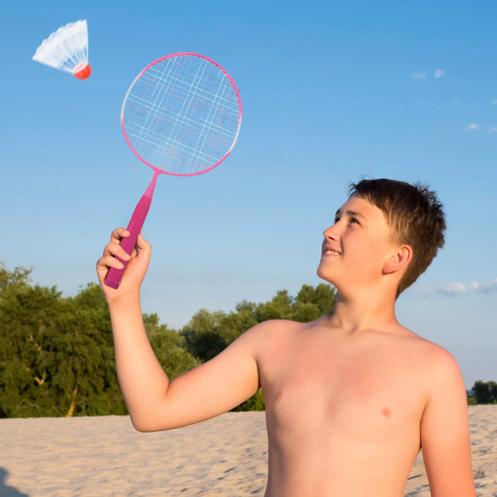 

1 Set Colored Badminton Racket Beginner Training Outdoor Sports Leisure Toys Badminton Set for Kids Children Playing ( )
