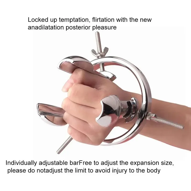 Metal Anal Expander Adjustable Anal Dilator SM Sex Toys for Men Women Vaginal Stretcher Smooth Tapered Plug for Easy Insert