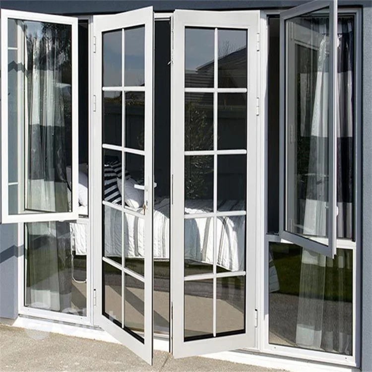 Folding Door Service Modern Apartment Exterior Balcony Aluminum Casement Doors French Tempered Glazed Door