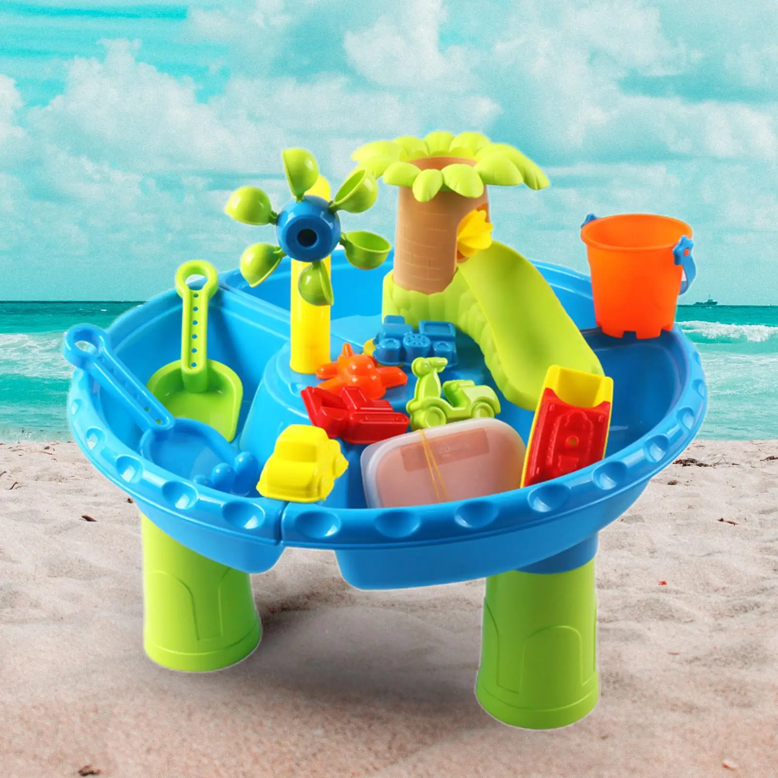 22pc 43cm Kids Sand Water Activity Play Table Fun Outdoor Sandpit Toys Set
