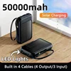 50000mah Solar Power Bank With LED Lights 4 Charging Cables Portable External Battery Emergency Supply For All Mobile Phones 1