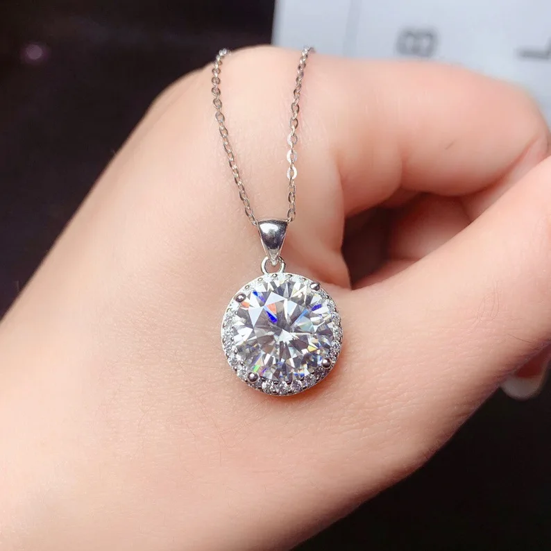 Heart Shape 3ct Moissanite Diamond Pendant 925 Sterling Silver Charm Necklace For Women