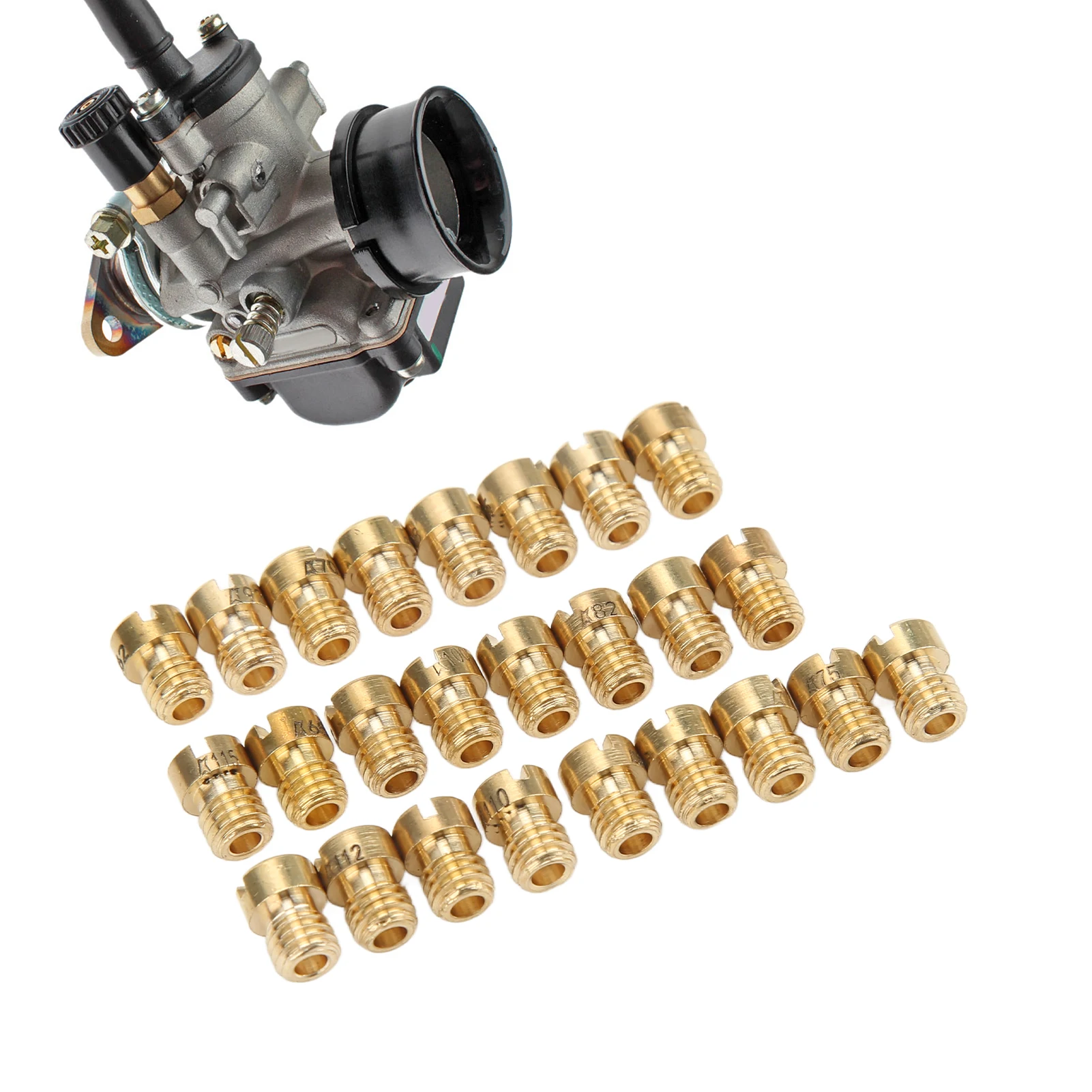 Carburetor Main Jet Set 55-115 M5 Replacement Thread 25pcs For Dellorto Carburetor PHBG Nozzle motorcycle carburetor,brush cutter carburetor,carburetor repair tool kit,carburetor repair tool,carburetor cleaner kit,carburetor cleaner